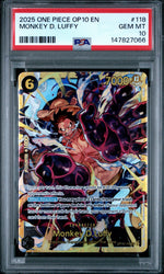2025 One Piece Royal Blood Secret Rare Monkey D. Luffy #OP10-118 PSA 10
