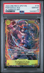 2024 One Piece 500 Years In the Future Alternate Art Portgas D. Ace #119 PSA 10