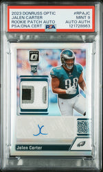 2023 Donruss Optic Rookie Patch Autographs Jalen Carter #RPAJC /25 PSA 9