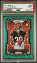 2023 Panini Prizm Variation-Green Wave Chase Brown #335 PSA 10