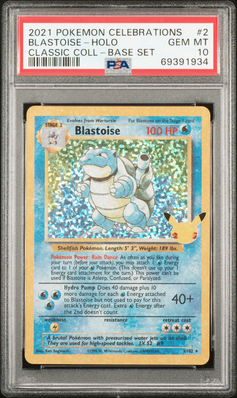 2021 Pokemon Celebrations Classic Collection Base Set Holo Blastoise #2 /69391934 PSA 10