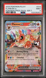 2024 Prismatic Evolutions - Pre En - English Play! Pokémon Prize Pack #7 Flareon Ex #014 PSA 9