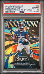2020 Panini Select Turbocharged Tie-Dye Prizm Saquon Barkley #T10 /25 PSA 10