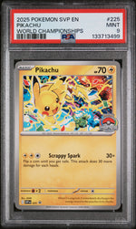 2025 Pokemon Scarlet and Violet Black Star Promo World Championships Pikachu #225 PSA 9