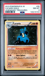 2013 Pokemon Black and White Legendary Treasures Holo Lucario #80 PSA 8