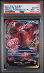 2025 One Piece Tournament Promo 3rd Anniversary 3 Brothers Pack Leader Monkey D. Luffy #P PSA 10