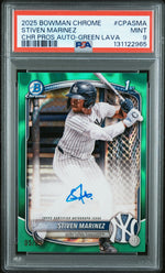 2025 Bowman Chrome Prospect Autograph Green Lava Refractor Stiven Martinez #CPASMA /99 PSA 9