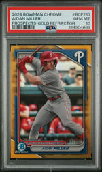 2024 Chrome Prospects Gold Refractors Aidan Miller #BCP213 /50 PSA 10