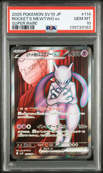 2025 Pokemon Scarlet and Violet Glory of the Rocket Gang Japanese Super Rare Team Rocket's Mewtwo Ex #114 PSA 10