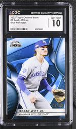 2025 Topps Chrome Black #1 Bobby Witt Jr. Blue Refractor /150 CGC 10