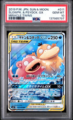 2019 Pokemon Sun and Moon Miracle Twin Japanese Psyduck/Slowpoke Gx #11 PSA 10