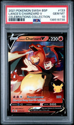 2021 Pokemon Sword and Shield Black Star Promo Celebrations Collection Lance's Charizard V #SWSH133 PSA 10