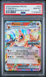 2025 Pokemon Scarlet and Violet Prismatic Evolutions Surprise Box Exclusive Flareon Ex #14 PSA 10