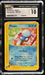 2003 Pokemon #66/147 Wooper Aquapolis CGC 10