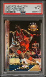 1996 Topps Stars Finest Refractor Hakeem Olajuwon #83 PSA 8
