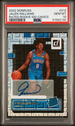 2022 Donruss Rated Rookie Signature Choice Jalen Williams #212 PSA 10