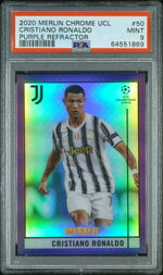 2020 Topps Merlin Chrome UEFA Champions League Purple Refractor Cristiano Ronaldo #50 /299 PSA 9