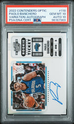 2022 Panini Contenders Optic Horizontal Variation Rookie Ticket Autograph Paolo Banchero #118 PSA 10