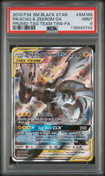 2019 Pokemon Sun and Moon Black Star Promo Tag Team Tins Pikachu/Zekrom Gx #SM168 PSA 9