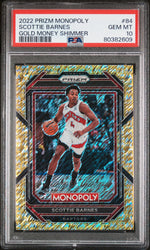 2022 Panini Prizm Monopoly Gold Money Shimmer Scottie Barnes #84 /500 PSA 10