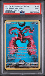 2023 Pokemon Sword and Shield Black Star Promo Crown Zenith Tin Galarian Moltres #284 PSA 9