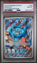2024 Pokemon Scarlet and Violet Stellar Crown Illustration Rare Squirtle #148 PSA 8