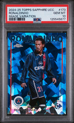 2024 Topps Chrome Sapphire Edition UEFA Club Competitions Image Variation Ronaldinho #173 PSA 10