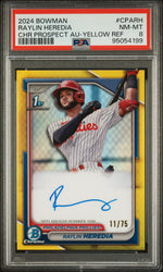 2024 Bowman Chrome Prospect Autographs Chrome Prospect Au-Yellow Raylin Heredia #CPARH /75 PSA 8