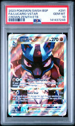 2023 Pokemon Sword and Shield Black Star Promo Crown Zenith Elite Trainer Box Lucario Vstar #291 PSA 10