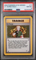 2000 Gym Heroes - Unlimited English Holo Lt. Surge #17 PSA 8