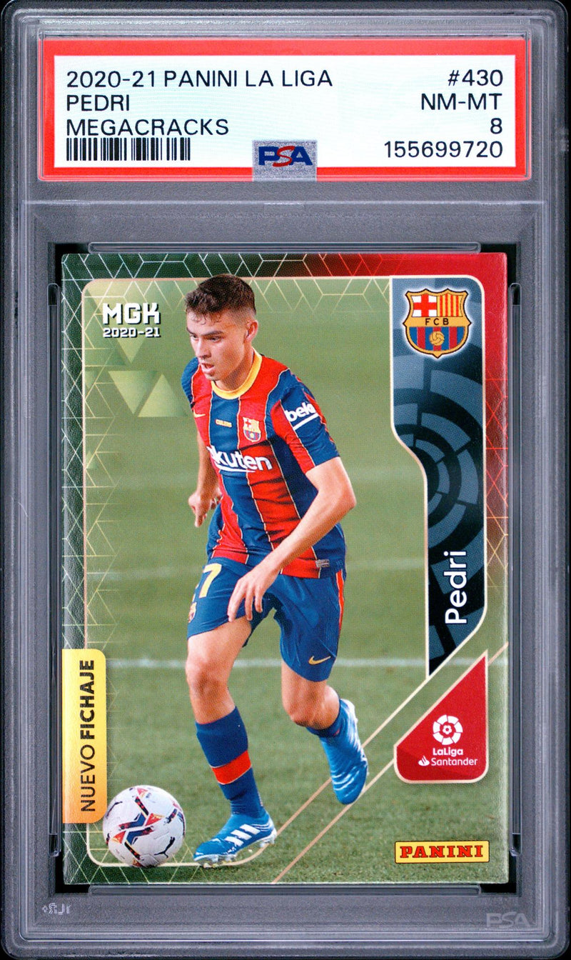 2020-21 Panini Megacracks Pedri #430 Nuevo Fichaje PSA 8