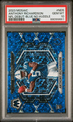 2023 Panini Mosaic NFL Debut Blue No Huddle Anthony Richardson #ND5 /75 PSA 10