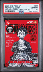 2025 One Piece Japanese Magazine Volume 20 Monkey D. Luffy #ST21-014 PSA 10