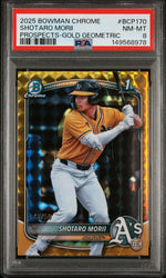 2025 Chrome Prospects Gold Geometric Refractors Shotaro Morii #BCP170 /50 PSA 8