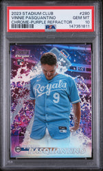 2023 Topps Stadium Club Chrome-Purple Refractor Vinnie Pasquantino #280 /75 PSA 10