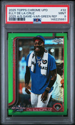 2025 Topps Chrome Update 2025 All Star Game Variation-Green Refractor Elly De La Cruz #32 /99 PSA 9