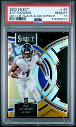 2023 Prizm Black and Gold Die Cut Zay Flowers #157 PSA 10