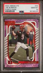 2022 Panini Absolute Purple Rain Joe Burrow #44 /10 PSA 10