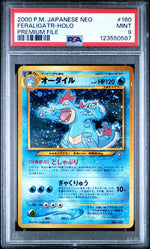 1999 Pokemon Neo Premium File Japanese Holo Feraligatr #160 PSA 9