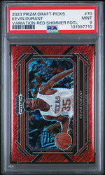 2023 Panini Prizm Draft Picks Variation-Red Shimmer Fotl Kevin Durant #70 /219 PSA 9