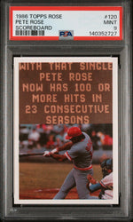 1986 Topps Pete Rose Set Scoreboard Pete Rose #120 PSA 9