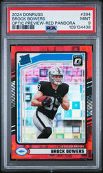 2024 Donruss Optic Preview Red Pandora Brock Bowers #394 PSA 9