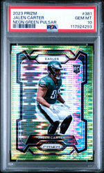2023 Panini Prizm Neon Green Pulsar Jalen Carter #381 PSA 10