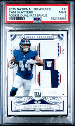 2025 Panini National Treasures Rookie Dual Materials Cam Skattebo #11 /99 PSA 9