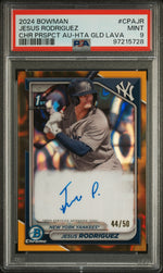 2024 Bowman Chrome Prospect Autographs Gold Lava Refractors Jesus Rodriguez #CPAJR /50 PSA 9