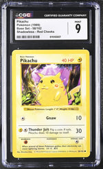 1999 Pokemon #58/102 Pikachu Base Set CGC 9