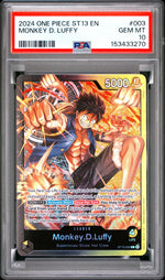 2024 One Piece Ultra Deck the Three Brothers Leader Monkey D. Luffy #ST13-003 PSA 10