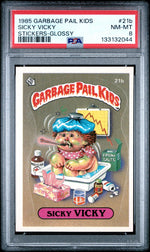 1986 Garbage Pail Kids Minis British Series Sicky Vicky #21b PSA 8