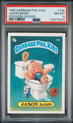 1985 Garbage Pail Kids Stickers Glossy Jason Basin #14b PSA 8