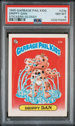 1985 Series 1 English Glossy (Back) Drippy Dan #23a PSA 8